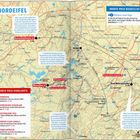 Text: "NORDEIFEL", "Kornelimünster", "Monschau", "Nationalpark Eifel", "Bad Münstereifel". Karte mit Sehenswürdigkeiten.
