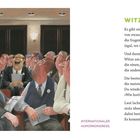 "WITZBOLDE" in grün. Text über Menschen, die ständig Witze erzählen. Illustration: Männer in Anzügen, einer lacht.