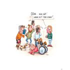 "OOHH ... MEIN GOTT! WARUM HILFT DENN KEINER?" Eine Illustration: Leute filmen eine gestürzte Person im Rollstuhl.