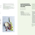 Linke Seite: Anleitung zur Herstellung von Bein-Gel mit Zutatenliste. Rechts: Rezept für Massagewürfel zur Linderung von Gelenkschmerzen.