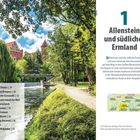 Titel: Allenstein und südliches Ermland. Liste: Allenstein (Olsztyn) | 29, Bischofsburg (Biskupiec) | 63. Bild: Fluss, Bäume, Schloss.
