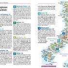 "Die Regionen im Überblick" mit neun nummerierten Abschnitten: 1. Tokyo, 2. Kansai, 3. Zentral-Honshū, 4. Nord-Honshū, 5. Hokkaidō, 6. West-Honshū, 7. Shikoku, 8. Kyūshū, 9. Okinawa. Eine Karte zeigt Japan.