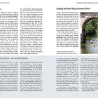 Seite 112:
- Titel: "Hypezig"
- Thema: Soziale Ungleichheit in Leipzig, Mietsteigerungen, Protestzüge.

Seite 113:
- Titel: "Leipzig auf dem Weg zu neuen Ufern"
- Thema: Leipzigs Geschichte, Wasserstadt-Projekt.
- Bild: Menschen paddeln unter Brücke.