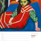 03. Woche, Januar 2027. Unter einem Gemälde eines Mädchens sind Kalendertage von 18 bis 24 (So) aufgeführt.