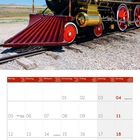 07 2027. Kalenderblatt für Juli. Bild einer klassischen Dampflok, rot und schwarz, mit der Nummer 119 und "Rogers" darauf.