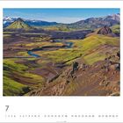 Text oben: "Blick auf Island und Eyjafjallajökull, Fjallabak Naturreservat | Foto © Josef Schäfer". 
Kalender im Juli.