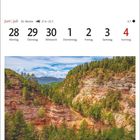 Kalender: Juni/Juli, 26. Woche, 21.6.–22.7., Tage in Zahlen, Foto der Bletterbachschlucht bei Aldein, bewaldete Schlucht.