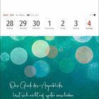 Juni/Juli, 26. Woche, 21.6.–22.7., "Das Glück des Augenblicks lässt sich nicht auf später verschieben." Bunte Kreise.