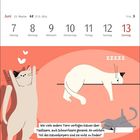 Juni, 23. Woche, 21.5.–20.6. Katzenillustration mit Frage zu Schnurrhaaren.