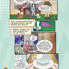 Rory und Liko untersuchen eine lilafarbene Pfütze. Liko teilt später die Suche ihrer Großmutter mit. Teetasse ist kaputt.