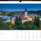 "Baden-Baden - Blick von der Schlossterrasse über die Altstadt zur Stiftskirche Liebfrauen", Juli Kalenderseite.