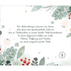 Die Adventskerzen erinnern an Jesus als Licht, das an Weihnachten in unsere Welt kommt. Illustration mit Eukalyptus und Beeren.
