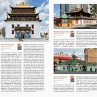 Texte:
- Migjid Janraisig Temple
- Choin Wan Khanddorj Museum
- House of Communication

Beschreibungen:
Bilder zeigen traditionelle Architektur mit bunten Dächern.
