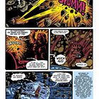 Comic-Stil mit Asteroiden. Explosion und Raumschiff weichen Trümmern aus. Dialoge zeigen Spannung und Not.