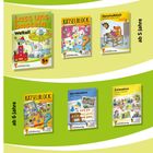 "Basteln, rätseln und lernen" mit Titeln aus dem Hauschka Verlag. Buchcover mit kindgerechten Illustrationen und Altersangaben.