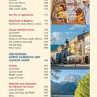 Inhalt mit Orten und Seitenzahlen; Fotos: Fresko, Straßenszene mit Bergen, See mit Wald und Berg.