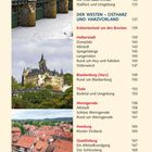 Inhalt: Liste von Orten und Seitenzahlen. Drei Bilder zeigen Landschaften mit historischen Gebäuden und grüner Umgebung.