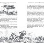 Titel links: "Hunger, Maßlosigkeit und der ständige Kampf ums Überleben". Rechts: "Die Schlacht – ein kurzer Besuch in der Hölle". Unten: Illustration von Soldaten im Gefecht.