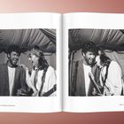 Links steht „102 • GEORGE MICHAEL“. Rechts steht „1986 • 103“. Zwei schwarz-weiße Fotos von lachenden Männern.