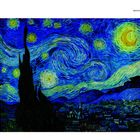 Gemälde: "Sternennacht". Juni 1889. Saint-Rémy-de-Provence. Wirbelnder Himmel, leuchtende Sterne, dunkle Zypressen.