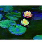 Text oben links: "Koerowak". Text oben rechts: "1897-1898". Impressionistisches Gemälde von Seerosen auf einem Teich.