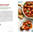 Text: "POLPETTE AL RAGÙ - HACKBÄLLCHEN IN TOMATENSAUCE." Ein Rezept mit Fleischbällchen in roter Sauce, serviert mit Brot.