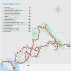 TOURENÜBERSICHT: 1. Vancouver, 2. Sea to Sky Highway, 3. Duffey Lake Road, 4. Die Seen des Interior Plateaus. Eine Karte mit Routen und Städten.