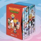 "PALUTEN FREEDOM BAND 1-3" auf einem roten Schuber, Cartoon-Figuren wie ein gelber Charakter und ein Schwein.