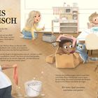 Texte: "OTTIS WUNSCH", "Otti versteht nicht...", "Liebes Knopf-Universum...", "Wir haben Spaß zusammen...". 

Illustration: Kinder, ein Mann, Katze und ein Bär.