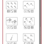 "Zähl-Rätsel (ab 4 Jahren). Male die passende Zahl bunt aus. Kinder vielfältig fördern." Werkzeugabbildungen und Würfel.