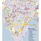 Karte von Oslo mit Straßen, Sehenswürdigkeiten, Cafés und Museen. "Tour 2: Kvadraturen" beschrieben.