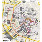 Eine detaillierte Stadtkarte von Wien mit Markierungen für Nachtleben, Essen & Trinken sowie Einkaufsmöglichkeiten.