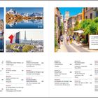 "Den Soundtrack zum Buch gibt es bei Spotify unter 'Mit dem Wohnmobil durch Frankreich.' Einfach über die Spotify-App scannen." 

Oben links: Hafen mit Segelbooten. Mitte: Gebirgsszene. Rechte Seite: Charmante Gasse mit Menschen. Unten: Inhaltsverzeichnis.