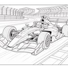 Nummer "07" auf einem Rennwagen in Bewegung auf einer Rennstrecke, Illustration mit Fahrer im Cockpit.