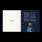 Linke Seite: „Der Verrat“, Matthäus 26, Markus 14, Lukas 22, Johannes 13.

Rechte Seite: Illustration eines Mannes in Blau.