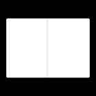 Die Illustration zeigt ein offenes Notizbuch mit leeren weißen Seiten auf schwarzem Hintergrund.