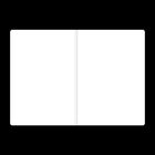 Kein Text vorhanden. Illustration eines offenen, leeren Buches auf schwarzem Hintergrund.