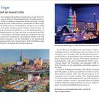 Text: "Las Vegas - Stadt der tausend Lichter. Der Einbau der Beleuchtung in die vielen Gebäude war besonders zeitintensiv."

Links oben steht "76" in einem blauen Kreis. 
Darunter wird über Las Vegas und Miniatur Wunderland berichtet. Es gibt ein Foto von einem beleuchteten Miniaturmodell, das die Skyline von Las Vegas darstellt.