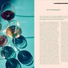 Text: "Metodo Classico Lambrusco di Salamino, Metodo Classico Rosè Lambrusco di Sorbara, Rosè di Sorbara."  
Fünf Weingläser auf grünem Untergrund.