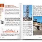 Seite mit Text über die Tour "Atzelberg und Rossert". Grafiken und Fotos, darunter ein Aussichtsturm und das Portal Rettershof.