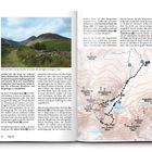 Tour 12. Blick auf den Carrauntoohil an einem sonnigen Tag. Karte zeigt Wegpunkte von 01 bis 12, Gipfelkreuz bei Punkt 07.