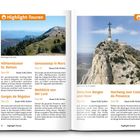 **Highlight-Touren**. Zwei Fotos von Berglandschaften, darunter Texte zu Wanderrouten mit Dauer und Länge, z.B. Höhlenkloster St. Roman.