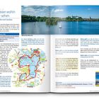 Titel: Wasser wohin wir sehen. Text über Seenregion Plön. Links Karte, rechts Foto des Plöner Sees mit Segelboot.