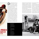 Großer Preis der Schweiz, 15-16 Aug. Bern 1931. Links Illustration mit Motorrad. Rechts Foto: Frau auf Motorrad, spricht mit Polizist.