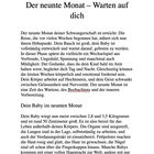 Kapitelüberschrift: "Der neunte Monat – Warten auf dich". Text über Schwangerschaft im neunten Monat. Themen: Vorfreude, Babyentwicklung.