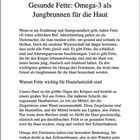Seite 6 behandelt "Gesunde Fette: Omega-3 als Jungbrunnen für die Haut" und erklärt ihre Rolle für Hautelastizität.