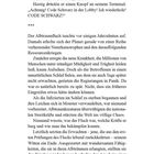 Textpassage über einen Albtraumfluch, Krankheit und Chaos. Menschen fallen in Schlaf und werden zu Monstern.