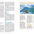 FJORD TOURS FROM BERGEN. Links Tourinfos "Bergen Walking Tour" und "Norway in a Nutshell". Rechts Foto mit Fjord und Schiff.