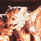 Zwei furchterregende Kreaturen mit schuppiger Haut und Flügeln, die einander angrinsen. Rechte Kreatur im Vordergrund.