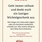 "Action: Geht reihum und denkt euch ein lustiges Wichtelgeschenk aus..." Illustration mit Elch und rotem Rand.